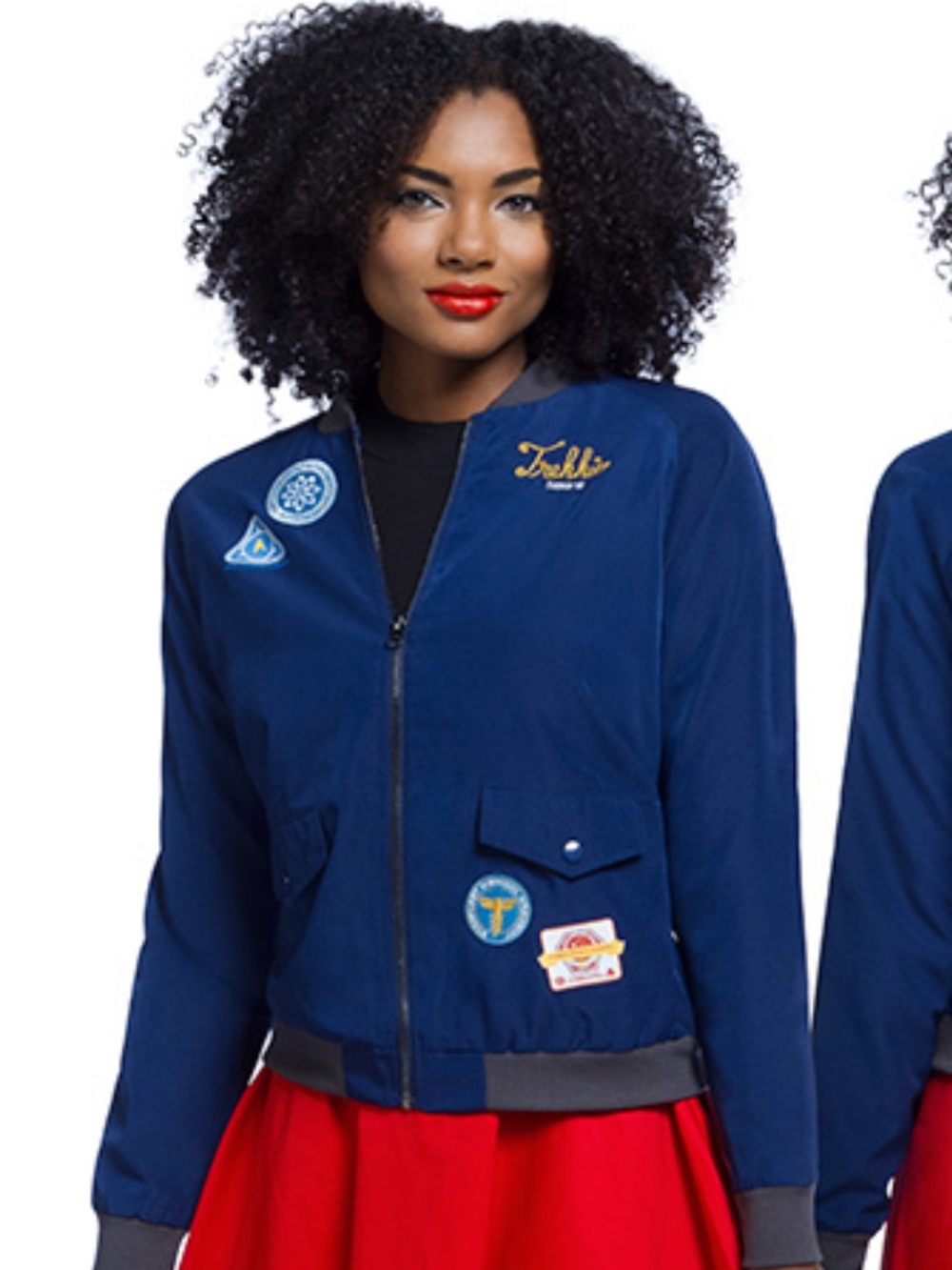 Her Universe Navy 'Trekkie' Star Trek Patches Star Fleet Academy Bomber Jacket